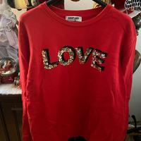 Felpa Shop-Art rossa con scitta paillettes L