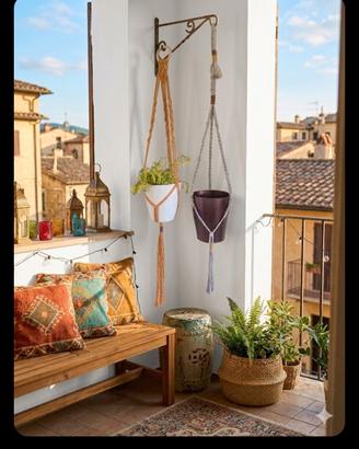 Porta piante da appendere macrame Boho Rustico 