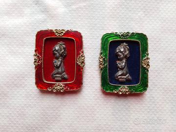 Coppia di quadretti sacri vintage anni '70