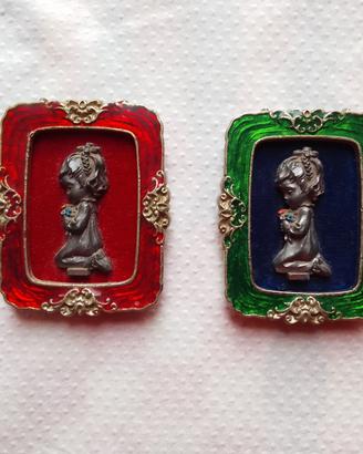 Coppia di quadretti sacri vintage anni '70