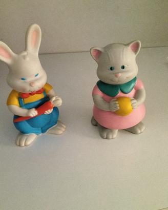 COPPIA PUPAZZI GOMMA ANNI 70-80