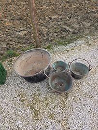 Set di 4 Caglieroni / Paioli in Rame