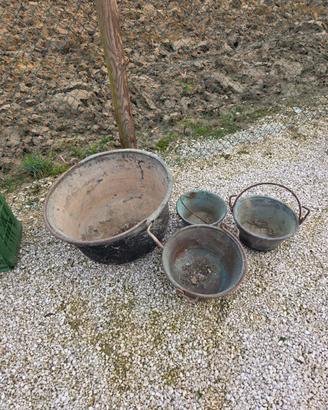 Set di 4 Caglieroni / Paioli in Rame