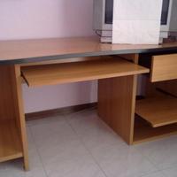 Grande scrivania,porta tastiera,pc,stampante,legno