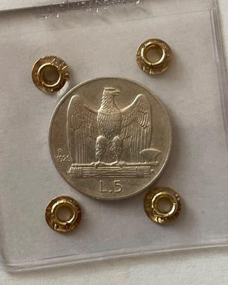5 Lire 1926 Aquilino Bordo Largo Rara SPL Sigillo