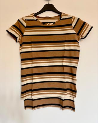 T-shirt Sisley a righe marrone/nero/beige