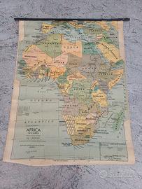 cartina scolastica vintage 1975 Africa pol-fis
