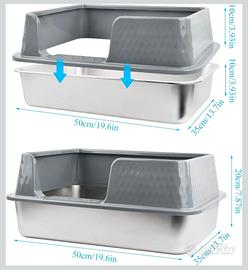 Lettiera in inox per gatti, 50x35x30