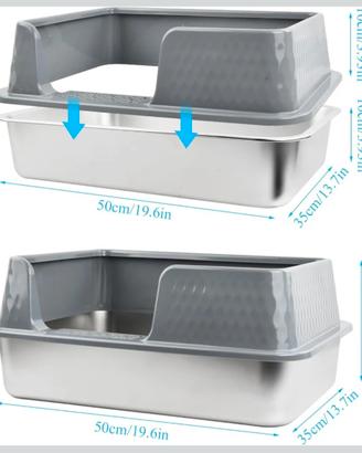 Lettiera in inox per gatti, 50x35x30