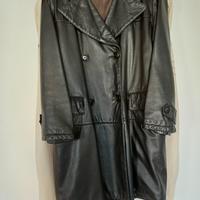 Trench in pelle marrone testa di moro