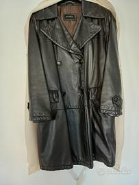 Trench in pelle marrone testa di moro