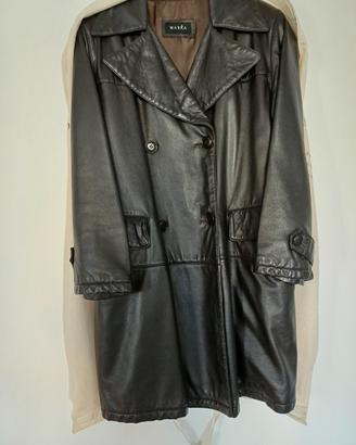Trench in pelle marrone testa di moro