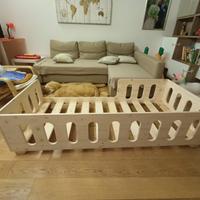 Lettino Montessori da 120*60 a 190*80 cm naturale