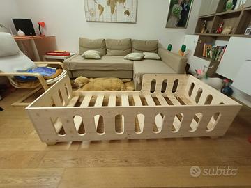 Lettino Montessori da 120*60 a 190*80 cm naturale
