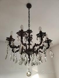 lampadario vintage barocco cristalli  prismati 