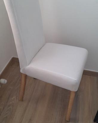 N.6 Sedie bianche con rivestimento in tessuto
