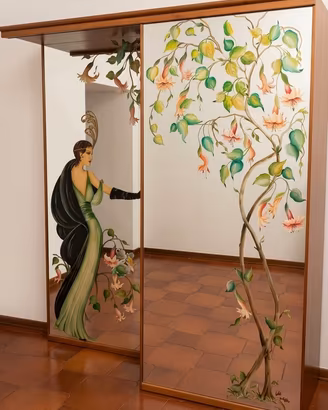 Armadio Ingresso Vintage con Specchi Decorati Art