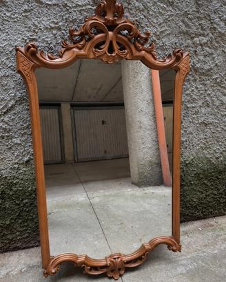 Specchio vintage-cornice-legno intagliata-132×71,5