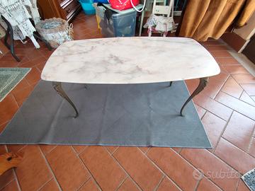 tavolino antico in ottone e marmo 