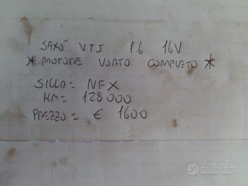 MOTORE USATO SAXO COMPLETO 1.6 16V NFX