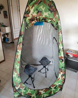 Tenda Spogliatoio camouflage Pop-Up + 2 Sgabelli