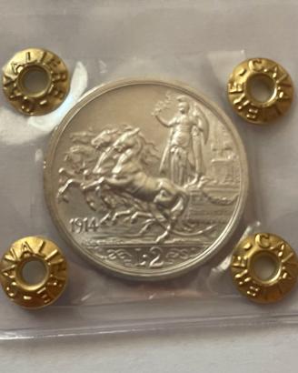 2 Lire 1914 Quadriga FDC Periziata Cavaliere