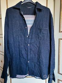 pregiata camicia uomo 4Rpm blu con interno a righe