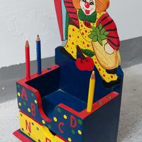 Pagliaccio/ Clown in legno dipinto a mano