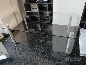 CARRELLO PORTA TELEVISORE IN VETRO