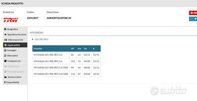 Ammortizzatori Hunday ix20 marca TRW mod JGM1305T.