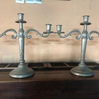 Coppia portacandele vintage in peltro