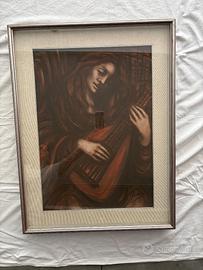 Quadro "Ragazza con balalaica" G. Olivan 1976