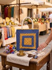 elegante borsa handmade su lilla e viola
