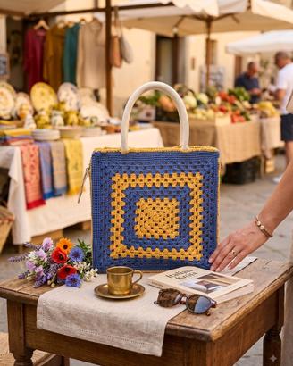 elegante borsa handmade su lilla e viola