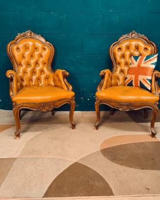 Coppia Poltrone chester chesterfield vero cuoio uk