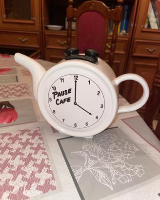 Teiera Vintage Forma Orologio Pause Café Ceramica