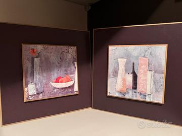 2 quadretti in legno dipinti a mano