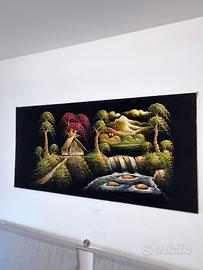Quadro vintage su velluto nero - Arte orientale