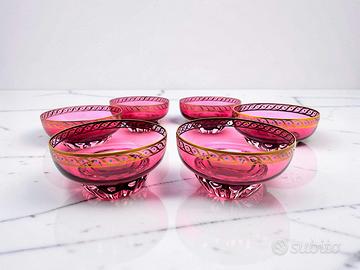 Set 6 Ciotole Murano Rosso Cranberry Attr. Seguso