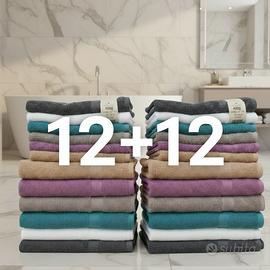 Set asciugamani 12 viso+12 ospiti multicolor