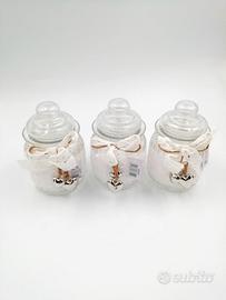 VASETTI IN VETRO CON COPERCHIO ALTEZZA 13 CM 3 PZ