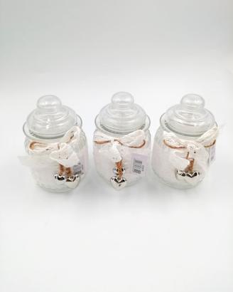 VASETTI IN VETRO CON COPERCHIO ALTEZZA 13 CM 3 PZ