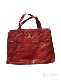 Borsa Bordeaux a mano Pelle Vintage Anni 80