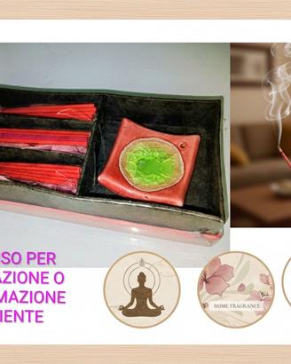 Set Piattino Porta Incenso con Bastoncini per Yoga