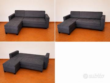 Divani letto angolare con chaise longue e contenit