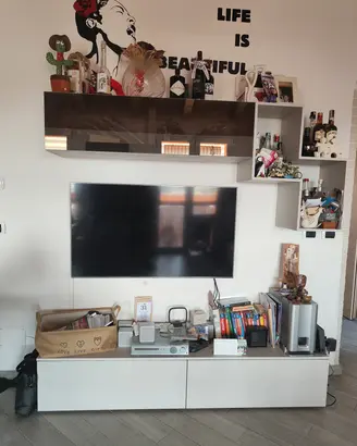 Soggiorno due cassettoni a terra , pensile conteni