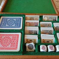 scatola in legno per poker con fiches in lire!!