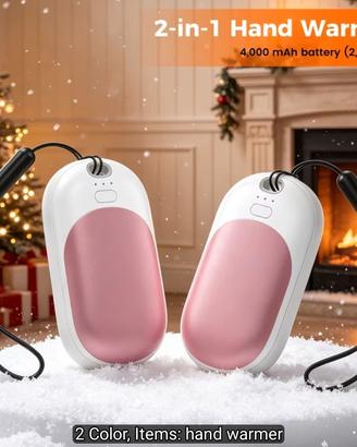 Scaldamani Ricaricabile, Confezione da 2, 2000mAh