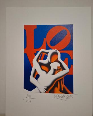 mark kostabi,serigrafia uv su cartoncino autentica