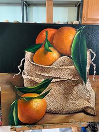 Quadro con le arance di Sicilia, dipinto a mano
